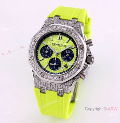 Iced Out Audemars Piguet Women watch Royal Oak Offshore Yellow Version